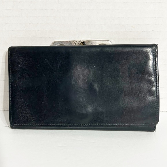 Vintage Unbranded Leather Wallet with Snap Closure and Kiss Lock Change Purse 🖤 - Picture 1 of 15